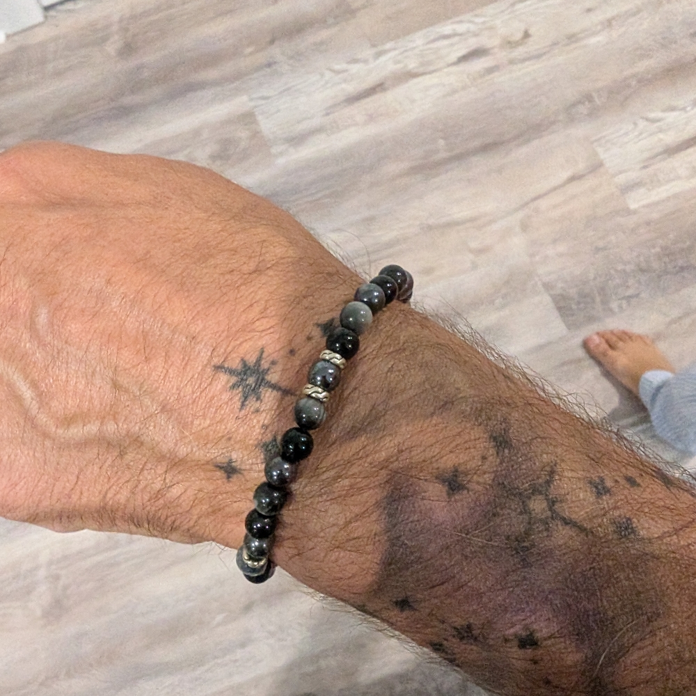 John Hardy Black and Silver Beaded Bracelet